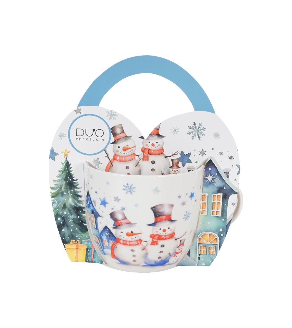 Kubek 460 ml "w koszyczku" SNOWMAN