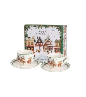 2 filiżanki espresso ze spodkami CHRISTMAS VILLAGE