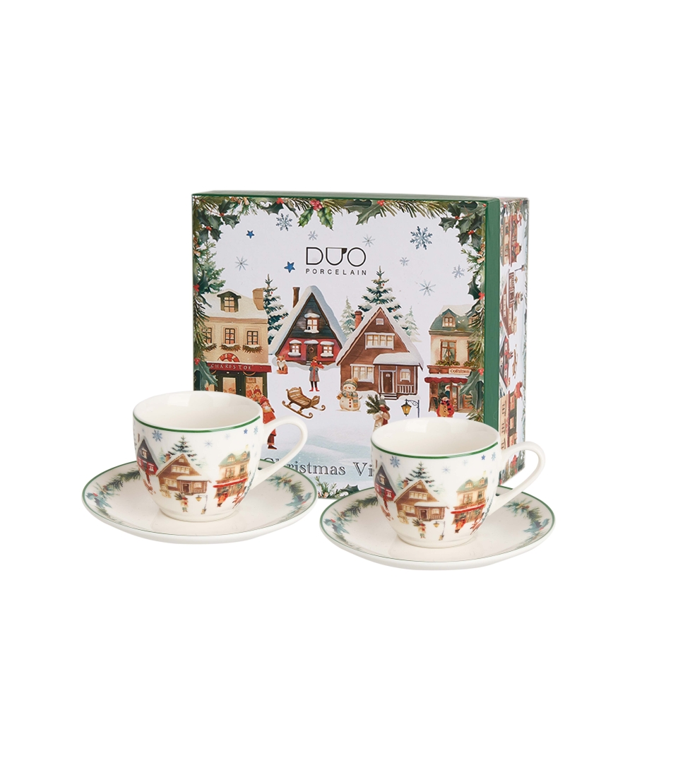 2 filiżanki espresso ze spodkami CHRISTMAS VILLAGE