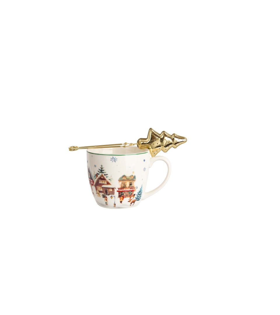 Kubek 460 ml z metalowym zaparzaczem CHRISTMAS VILLAGE