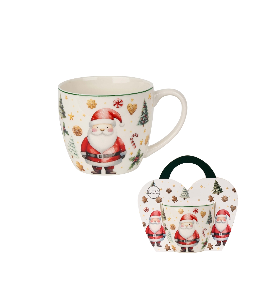 Kubek 460 ml "w koszyczku" SANTA CLAUS