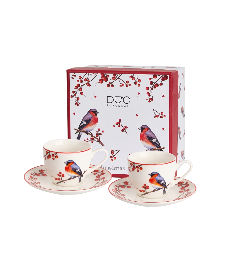 2 filiżanki espresso ze spodkami CHRISTMAS BIRDS 3