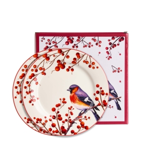 Komplet 2 talerze deserowe CHRISTMAS BIRDS 3