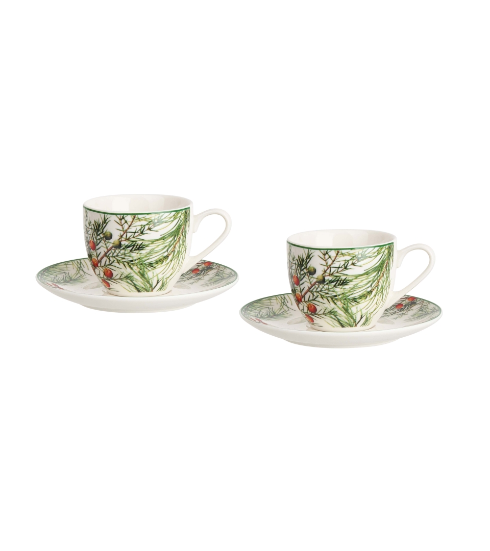 2 filiżanki espresso ze spodkami CHRISTMAS LEAVES