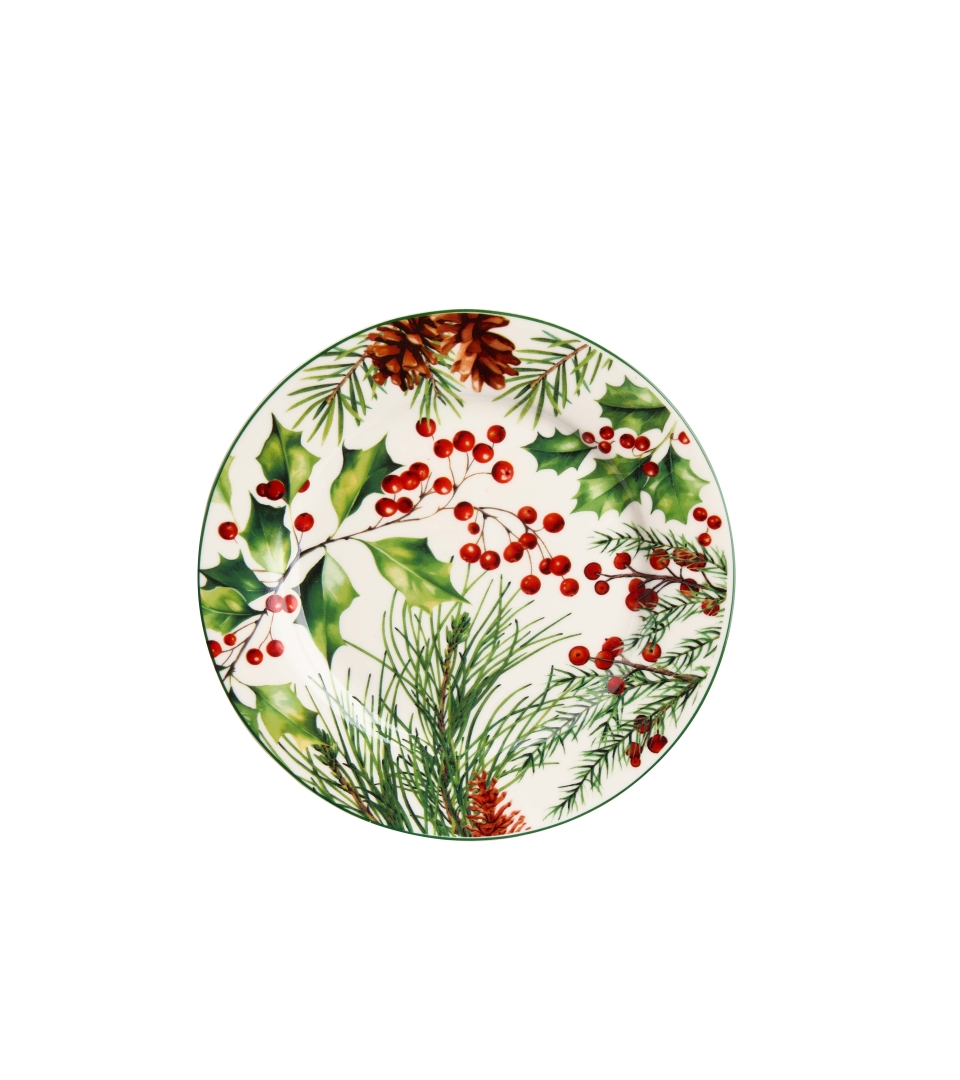 Komplet 2 talerze deserowe CHRISTMAS LEAVES