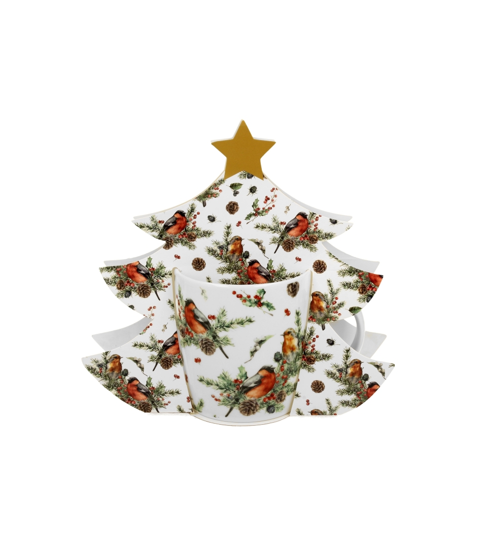 Kubek 400 ml w opakowaniu choinka CHRISTMAS BIRDS 1
