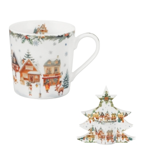 Kubek 360 ml w opakowaniu choinka CHRISTMAS VILLAGE