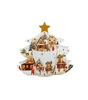 Kubek 400 ml w opakowaniu choinka CHRISTMAS VILLAGE