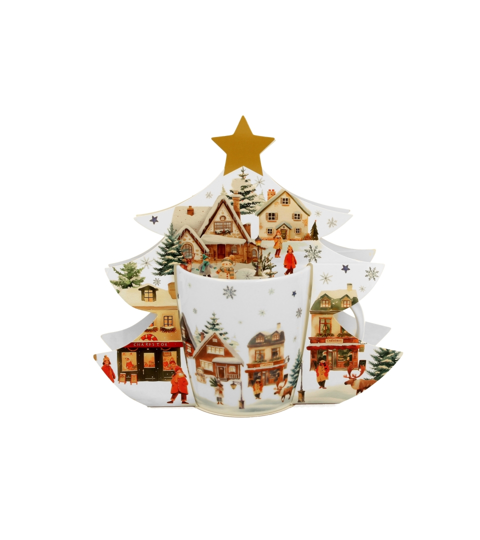 Kubek 400 ml w opakowaniu choinka CHRISTMAS VILLAGE