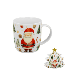 Kubek 400 ml w opakowaniu choinka SANTA CLAUS