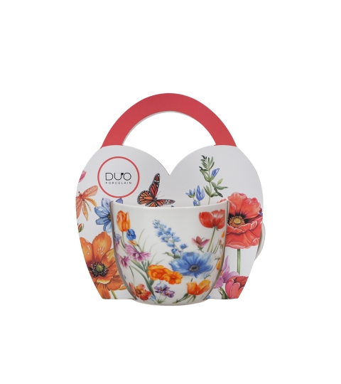 Kubek 460 ml w "koszyczku" SPRING (sprzedaż w zestawach po 4 szt.)