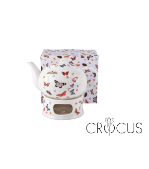 Porcelanowy dzbanek na podgrzewaczu BUTTERFLIES