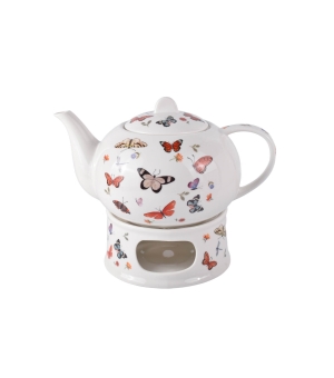 Porcelanowy dzbanek na podgrzewaczu BUTTERFLIES