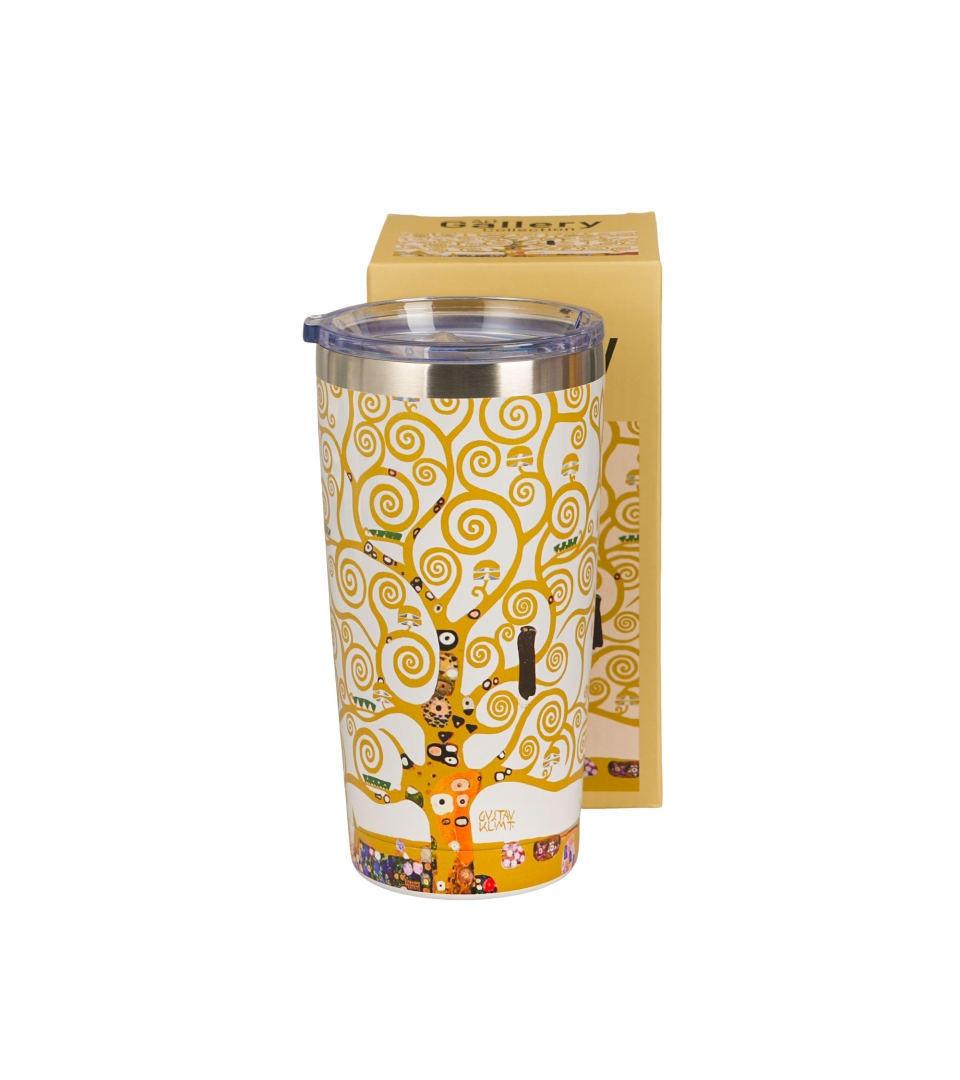 Kubek termiczny prosty TREE OF LIFE ECRU inspired by Klimt