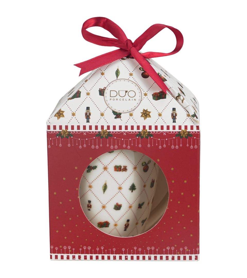 Kubek classic w pudełku z kokardą ORNAMENT JOY
