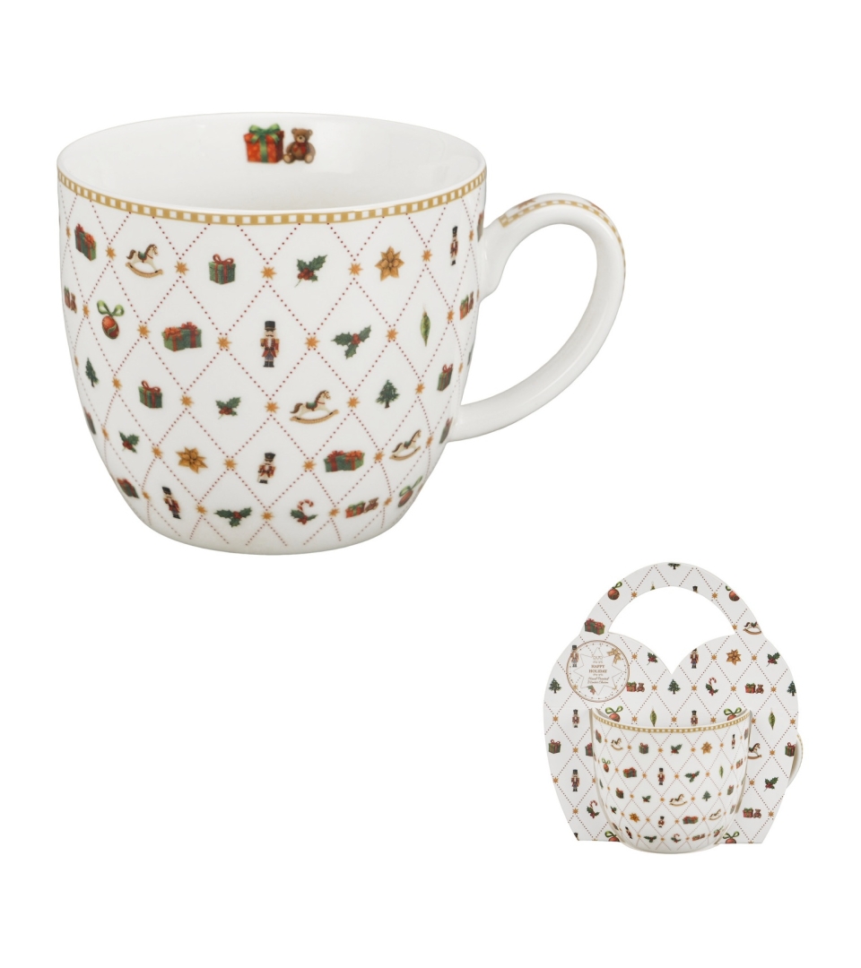 Kubek 460 ml "w koszyczku" ORNAMENT JOY