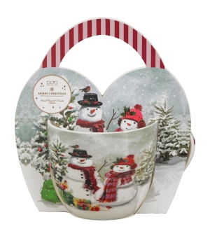 Kubek 460 ml "w koszyczku" SNOWMAN SMILE