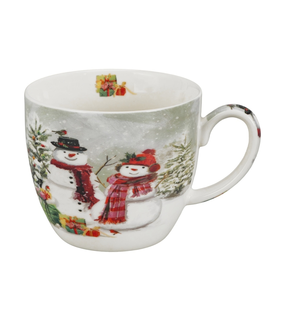 Kubek 460 ml "w koszyczku" SNOWMAN SMILE