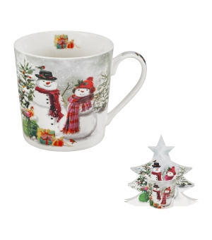 Kubek 360 ml w opakowaniu choinka SNOWMAN SMILE