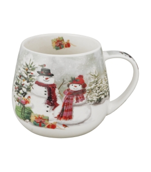 Kubek baryłka w pudełku z kokardą SNOWMAN SMILE