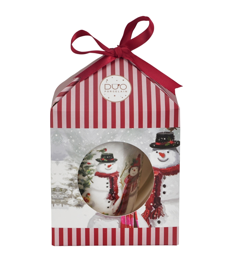 Kubek z zaparzaczem w pudełku z kokardą SNOWMAN SMILE
