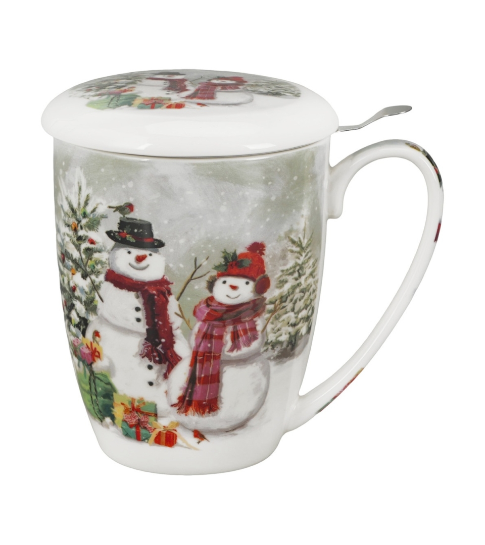 Kubek z zaparzaczem w pudełku z kokardą SNOWMAN SMILE