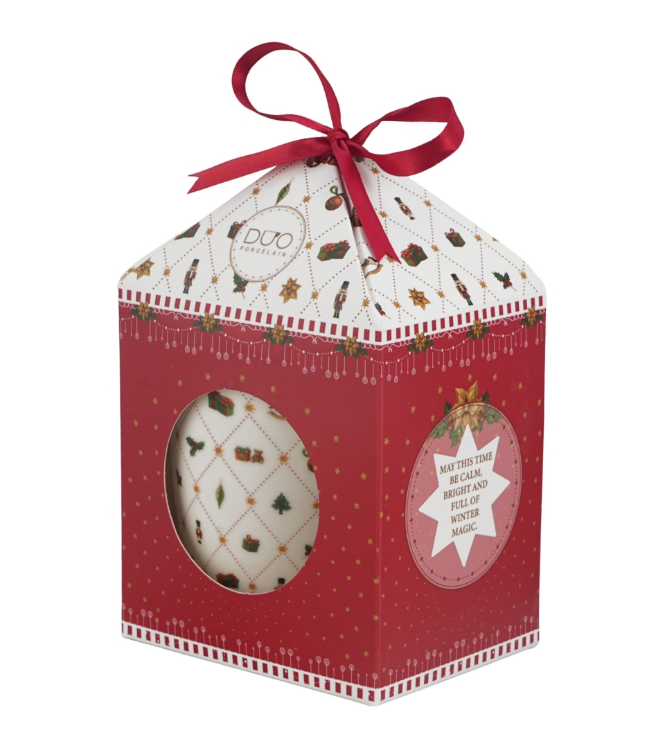 Kubek z zaparzaczem w pudełku z kokardą ORNAMENT JOY