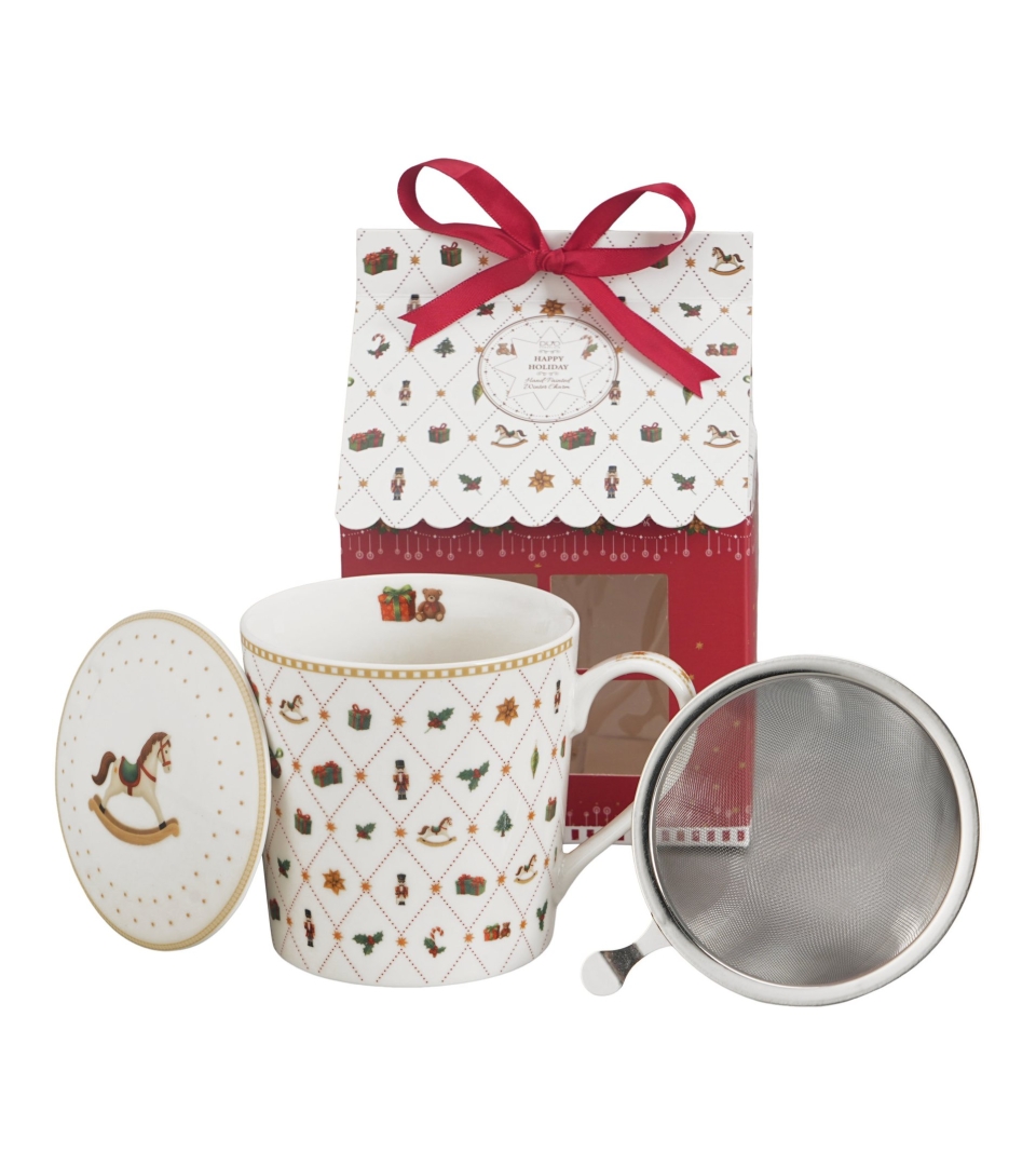 Kubek z zaparzaczem w opakowaniu domek ORNAMENT JOY