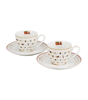 2 filiżanki espresso ze spodkami w pudełku z uchwytem ORNAMENT JOY