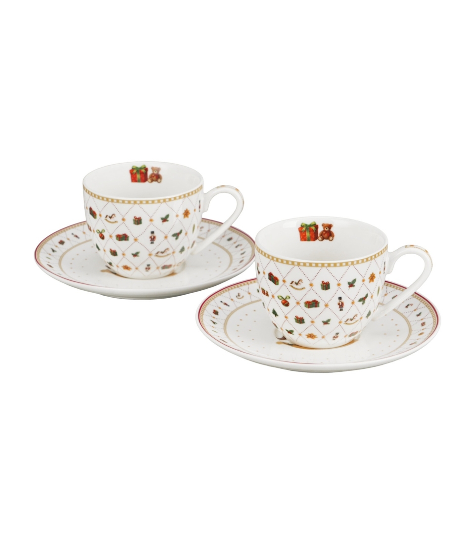 2 filiżanki espresso ze spodkami w pudełku z uchwytem ORNAMENT JOY