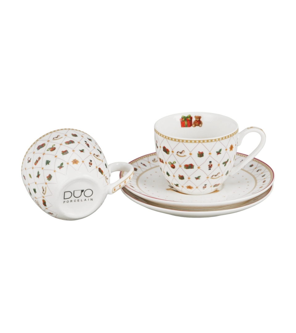2 filiżanki espresso ze spodkami w pudełku z uchwytem ORNAMENT JOY