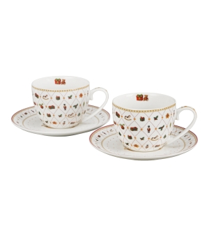 2 Filiżanki ze spodkami w pudełku z uchwytem ORNAMENT JOY