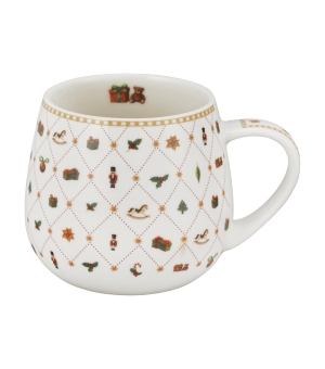 Kubek baryłka w pudełku z kokardą ORNAMENT JOY