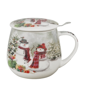 Zaparzacz baryłka w pudełku z kokardą SNOWMAN SMILE