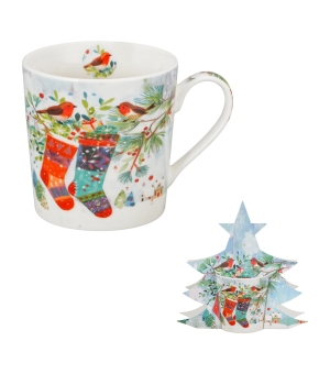 Kubek 360 ml w opakowaniu choinka CHRISTMAS SOCKS