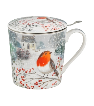 Kubek z zaparzaczem w opakowaniu domek ROBIN IN SNOW