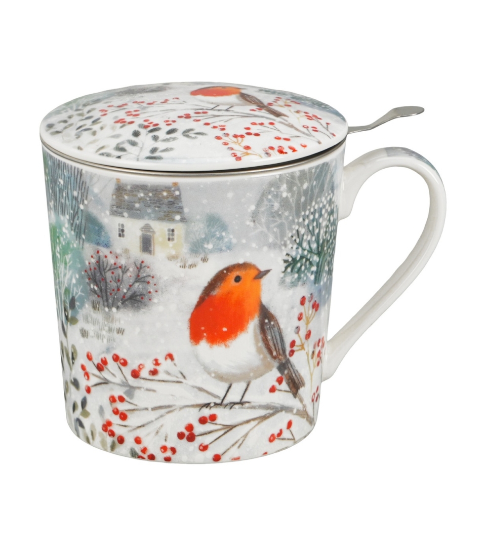 Kubek z zaparzaczem w opakowaniu domek ROBIN IN SNOW