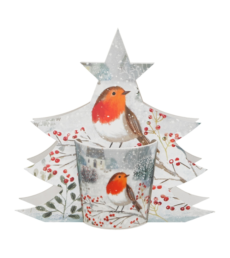 Kubek 360 ml w opakowaniu choinka ROBIN IN SNOW