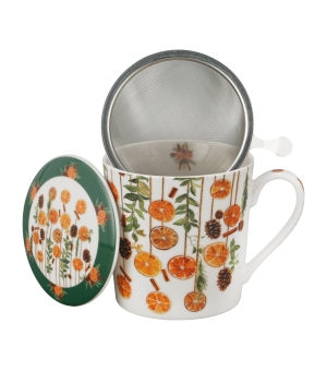 Kubek z zaparzaczem w opakowaniu domek WINTER FRUITS