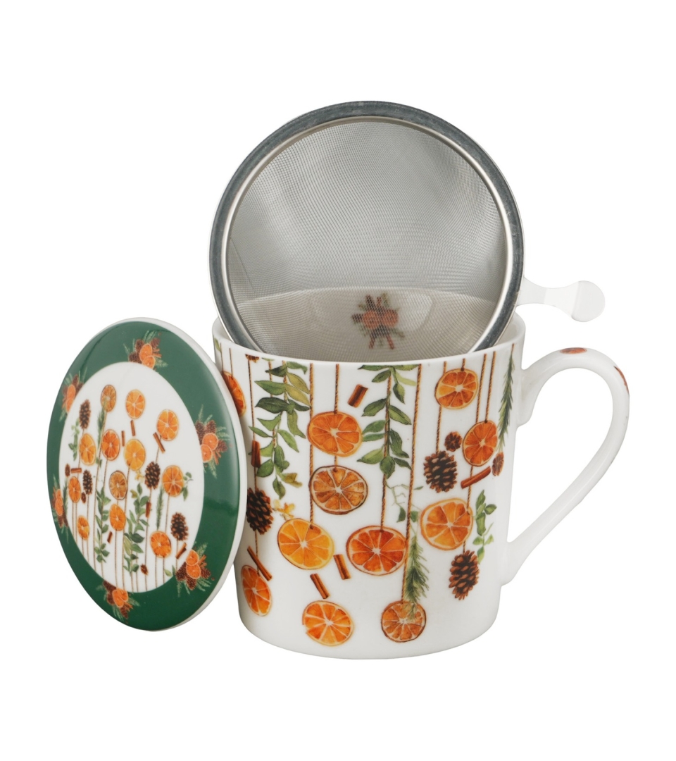 Kubek z zaparzaczem w opakowaniu domek WINTER FRUITS