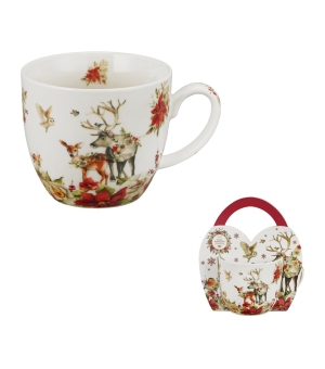 Kubek 460 ml "w koszyczku" WINTER FRIENDS