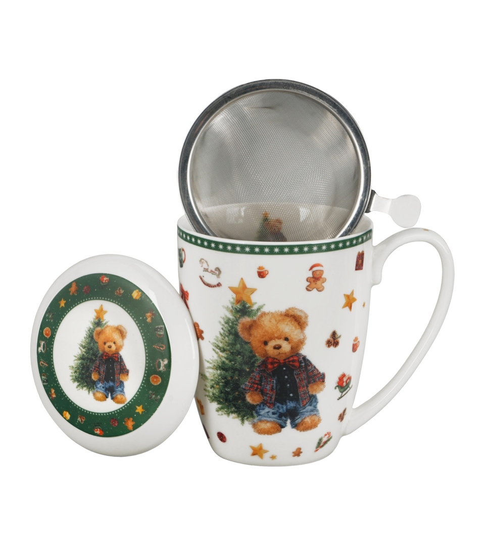 Kubek z zaparzaczem w pudełku z kokardą TEDDY NOEL