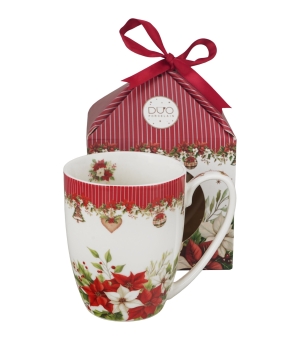Kubek classic w pudełku z kokardą CHRISTMAS FLOWER