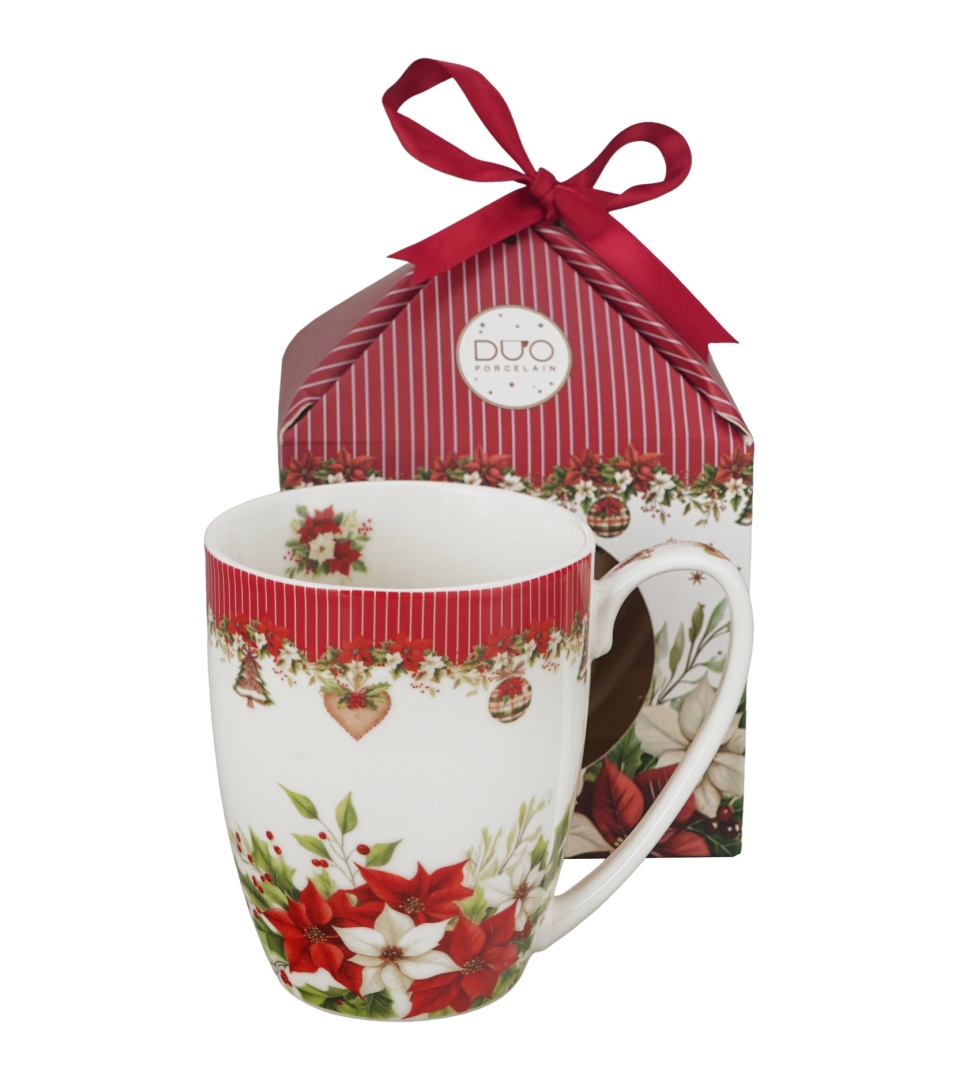 Kubek classic w pudełku z kokardą CHRISTMAS FLOWER