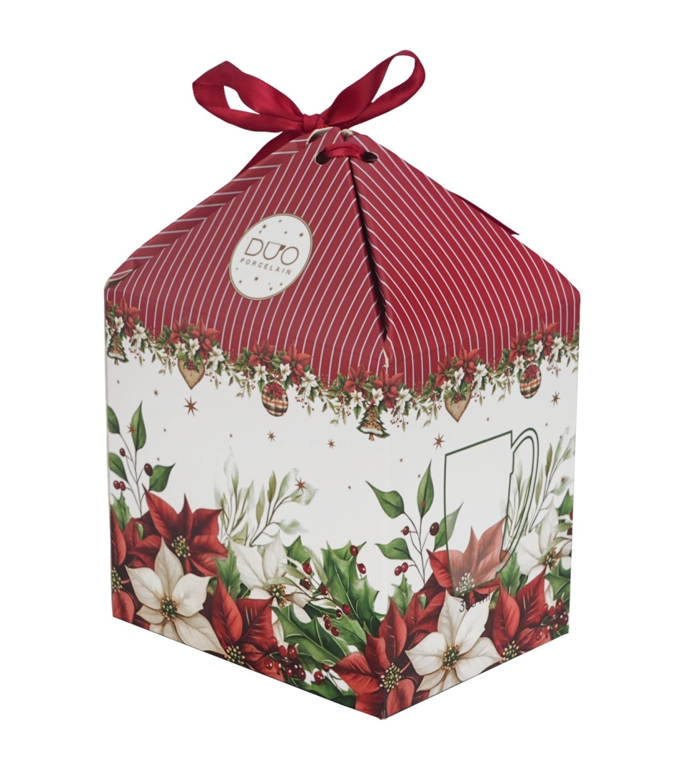 Kubek classic w pudełku z kokardą CHRISTMAS FLOWER
