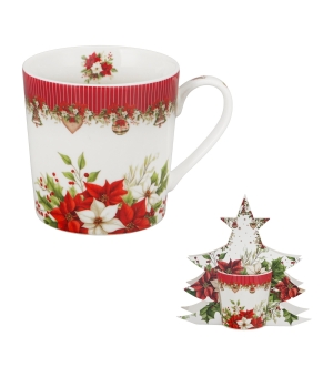 Kubek 360 ml w opakowaniu choinka CHRISTMAS FLOWER
