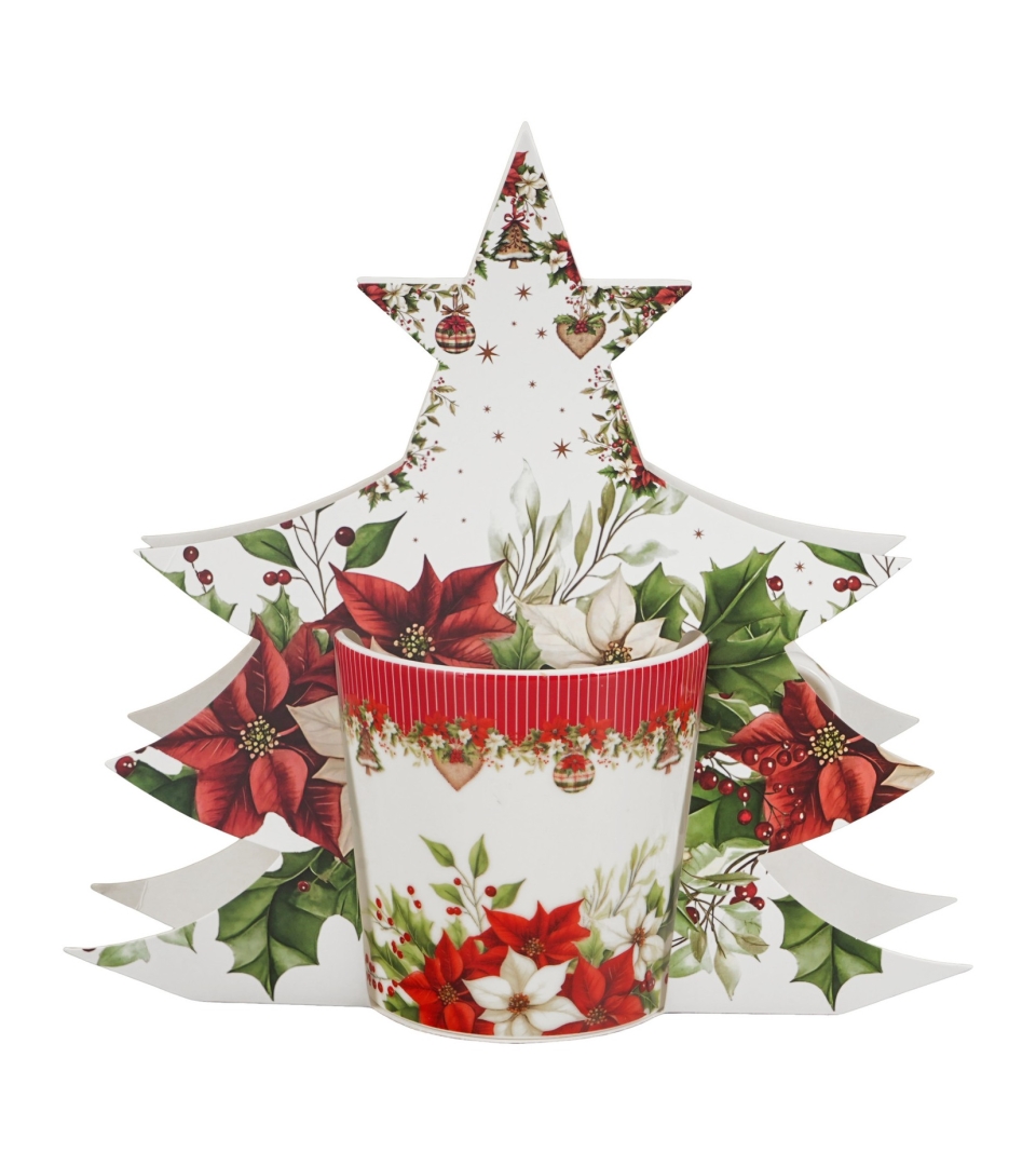 Kubek 360 ml w opakowaniu choinka CHRISTMAS FLOWER