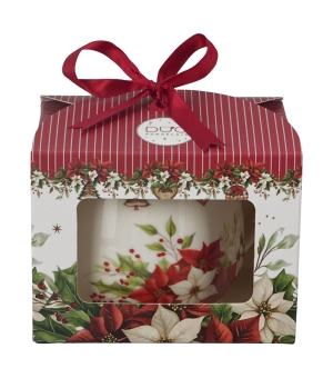 Kubek baryłka w pudełku z kokardą CHRISTMAS FLOWER