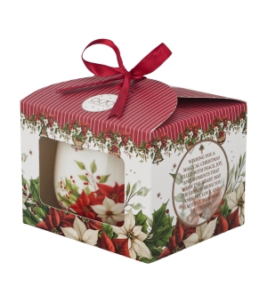Kubek baryłka w pudełku z kokardą CHRISTMAS FLOWER