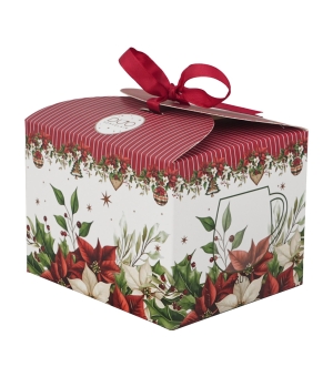 Kubek baryłka w pudełku z kokardą CHRISTMAS FLOWER